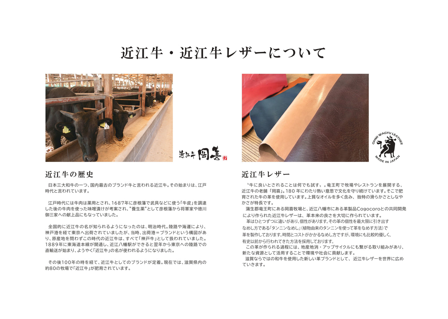 岡喜近江牛レザーと高島帆布で作った　 たてショルダーバッグ Mサイズ 【びわ湖ブルー・ブライトキャメル】